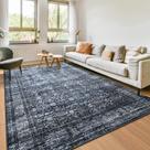 Tapete Area Iridesca Vintage Floral Print 6 x 9 pés preto/azul Tapete Area Iridesca Vintage Floral Print 6 x 9 pés preto/azul