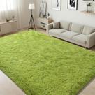 Tapete Area ISEAU 3x5 pés Soft Shaggy, lavável à máquina, verde