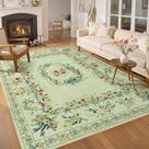 Tapete Area Joydeco Boho Bow Floral 240x300cm Lavável Bege