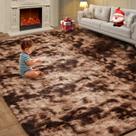 Tapete Area KNZE Fuzzy Shag de 6 x 9 pés ultramacio para sala de estar