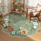 Tapete Area Lahome Floral Lavável Redondo 150 cm Verde