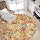 Tapete Area Lahome Moroccan Trellis 6 pés redondo vermelho/laranja