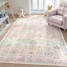 Tapete Area Lahome Pink Boho para berçário 152x213 cm