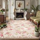 Tapete Area Lahome Vintage Floral 240x300cm bege para sala de estar