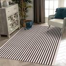 Tapete Area LEEVAN lavável 150x240cm preto e branco listrado Tapete Area LEEVAN lavável 150x240cm preto e branco listrado