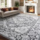 Tapete Area Lessymo 8 x 10 para sala de estar Boho Faux Wool Grey
