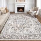 Tapete Area LOONGRUG Oriental Bloom lavável 240x300cm cinza marfim