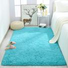 Tapete Area Merelax Soft Fluffy Blue Shaggy para quarto 90x150cm