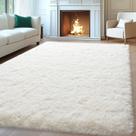 Tapete Area Mugorn de 8 pés x 10 pés para sala de estar, quarto branco creme