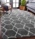 Tapete Area ONASAR lavável 120x180cm, macio, cinza e branco