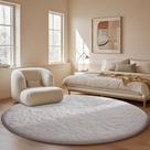 Tapete Area Ophanie Round 120 cm branco para quarto e sala de estar Tapete Area Ophanie Round 120 cm branco para quarto e sala de estar