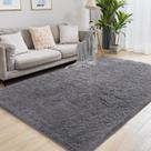 Tapete Area Puremy Grey Fluffy de 8 x 10 pés, ultramacio para sala de estar