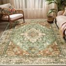 Tapete Area RELEANY Lavável Antiderrapante Floral Vintage 160x200cm