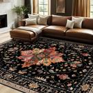 Tapete Area RELEANY Lavável Antiderrapante Floral Vintage 240x300cm