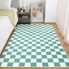 Tapete Area Terrug verde e branco quadriculado 120x180cm Tapete Area Terrug verde e branco quadriculado 120x180cm