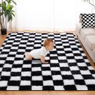 Tapete Area TOOHUB Super Soft 180x270cm preto e branco