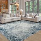 Tapete Area Tosuoka 203x254cm Lavável Antiderrapante Azul Marfim