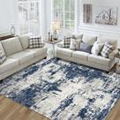 Tapete Area Tosuoka 203x254cm Lavável Antiderrapante Cinza Azul