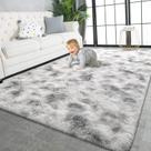Tapete Area TWINNIS Super Soft Shaggy 150x240cm cinza e branco
