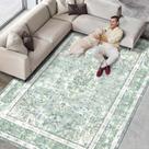 Tapete Area Vhong Boho, lavável, vintage, moderno, 150x210 cm, verde
