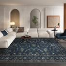 Tapete Area Wonnitar Vintage Floral 240x300cm Lavável Azul