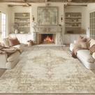 Tapete Area Yidanamy Lagre Vintage Living Room 9 x 12 pés marrom/creme