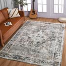 Tapete Area YOH Boho Lavável 150x210 cm Cinza Carvão Vintage