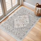 Tapete Area zesthome 2x3 Entryway, macio, lavável, antiderrapante, bege