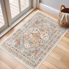 Tapete Area zesthome 2x3 Entryway, macio, lavável, antiderrapante, laranja