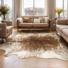 Tapete AROGAN de pele sintética de couro bovino 140 x 160 cm marrom para decoração ocidental