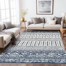 Tapete Art&Tuft Moroccan Area 152 x 213 cm, lavável em azul marinho Tapete Art&Tuft Moroccan Area 152 x 213 cm, lavável em azul marinho