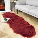 Tapete Ashler Faux Fur Fluffy Shaggy 60x180cm Vermelho Escuro Lavável