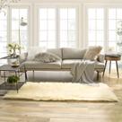 Tapete Ashler Faux Fur Ultra Soft 0,7 x 1,8 m amarelo para quarto