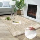 Tapete Ashler Home Deco Soft Fox Faux Fur branco marrom 90x150cm