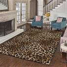 Tapete Aukb com estampa de leopardo 120 x 180 cm, lavável, antiderrapante, macio