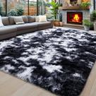 Tapete Awaytail Ultra Soft Fluffy 8x10 pés preto e branco