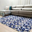 Tapete Azul Geométrico Pequeno 150x100 Tapete Azul Geométrico Pequeno 150x100