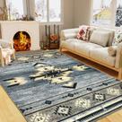 Tapete B BENRON Western para sala de estar, quarto, 90 cm x 150 cm, cinza