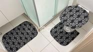 Tapete Banheiro Emborrachado Kit 3 Peças Estampa Floral