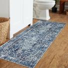 Tapete Bathroom Runner Morebes 61x152 cm, antiderrapante, azul profundo