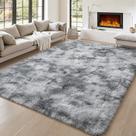 Tapete BENRON 4x6 pés de pelúcia macia Tie-Dye Grey Carpet