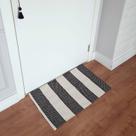 Tapete Boho Listrado 45x70cm Natural/Preto - Antiderrapante