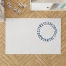 Tapete Boho Retangular 100x150cm Off White Alfabeto Azul - Antiderrapante
