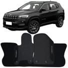 Tapete Borracha Compass 2016 à 2025 Preto Pvc Logo Bordado Jogo 3 Peças Ecotap W6603 Automotivo Wave