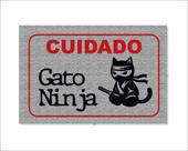 Tapete Capacho Cuidado Gato Ninja