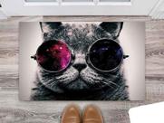 Tapete Capacho Decorativo Entrada Porta Sala Gato com óculos