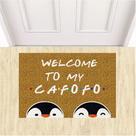 Tapete Capacho Divertido Welcome To My Cafofo Pinguins LGBT.