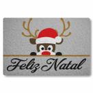 Tapete capacho Feliz Natal Rena 60x40cm cinza