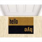 Tapete Capacho Hello Bye 60X40 cm Ouro Antiderrapante.