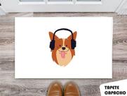 Tapete Capacho Personalizado Cachorro Ouvindo Musica